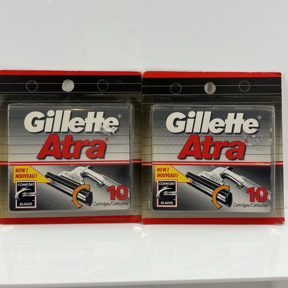 VTG Gillette Atra Razor Cartridges 20‎ Total Twin Blades 2 Refill Packs NOS 1995